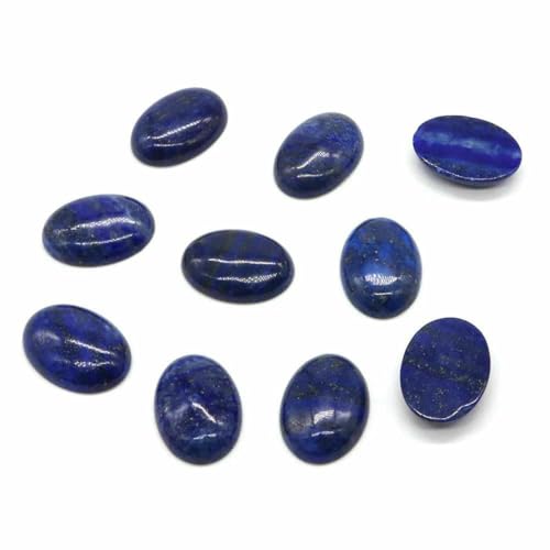 5 Stück/Los ovale Cabochon-Lose-Perlen, natürlicher Kristallstein, flache Rückseite, Kamee-Abstandshalter für Schmuckherstellung, DIY-Anhänger, Halskette – Lapislazuli – 20 x 30 mm von BSGUZ