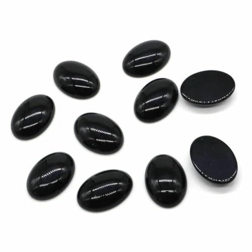 5 Stück/Los ovale Cabochon-Lose-Perlen, natürlicher Kristallstein, flache Rückseite, Kamee-Abstandshalter für Schmuckherstellung, DIY-Anhänger, Halskette – Schwarzer Obsidian – 13 x 18 mm von BSGUZ
