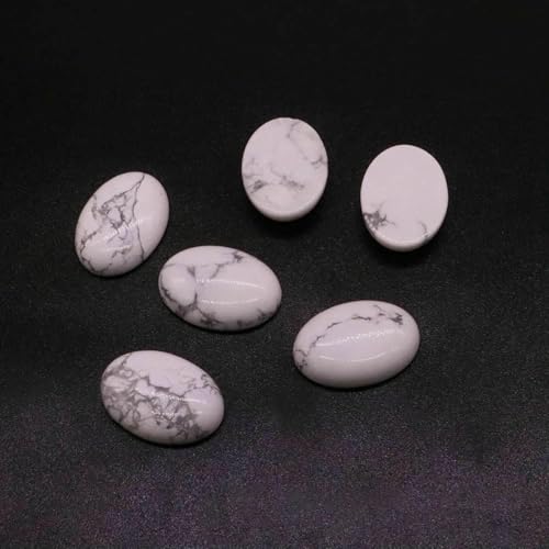 5 Stück/Los ovale Cabochon-Lose-Perlen, natürlicher Kristallstein, flache Rückseite, Kamee-Abstandshalter für Schmuckherstellung, DIY-Anhänger, Halskette – Weiß-Türkis – 15 x 20 mm von BSGUZ