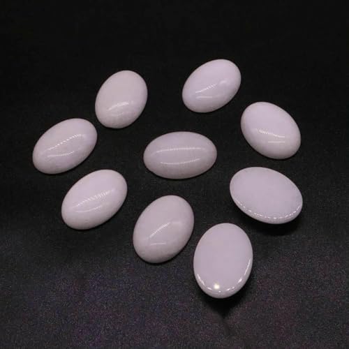 5 Stück/Los ovale Cabochon-Lose-Perlen, natürlicher Kristallstein, flache Rückseite, Kamee-Abstandshalter für Schmuckherstellung, DIY-Anhänger, Halskette – Weißer Jadestein, 30 x 40 mm von BSGUZ