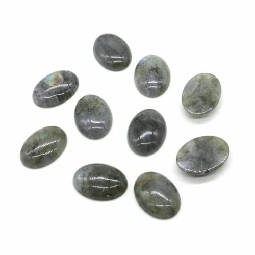 5 Stück/Los ovale Cabochon-Perlen, natürliche Kristalle, Stein, flache Rückseite, Kamee-Abstandshalter für Schmuckherstellung, DIY-Anhänger, Halskette – Labradorit – 30 x 40 mm von BSGUZ