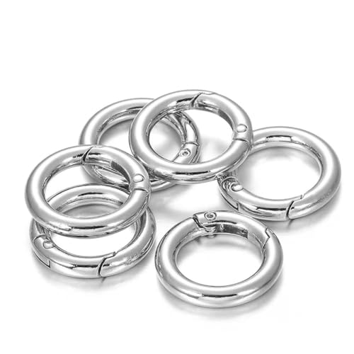 5 Stück Metall-O-Ring-Federverschlüsse, zu öffnender Karabiner, Schlüsselanhänger, Taschenclips, Haken, Hundekettenschnallen, Verbinder für die DIY-Schmuckherstellung, Rhodium, 17,5 mm 5 Stück Metall-O-Ring-Federverschlüsse, zu öffnender Karabiner, Schlüsselanhänger, Taschenclips, Haken, Hundekettenschnallen, Verbinder für die DIY-Schmuckherstellung, Rhodium, 17,5 mm von BSGUZ