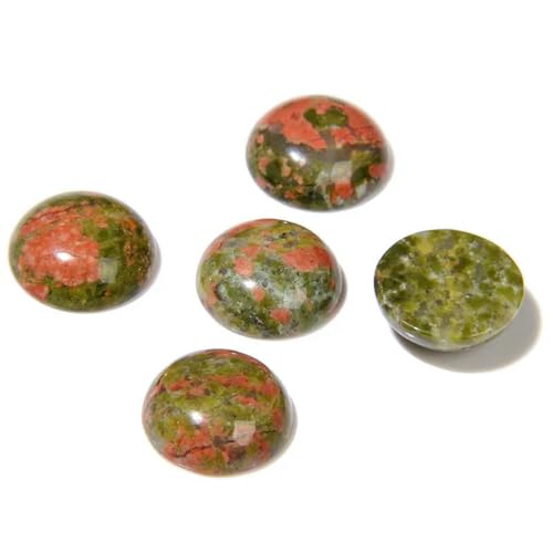 5 Stück Naturstein-Cabochon-Perlen, 4–14,0 mm, Achat, Jade, Jaspis, Kamee, flache Rückseite, Perle zur Schmuckherstellung, Ringe, Ohrringe, Halsketten, DIY-Nr. 16, Unaki von BSGUZ