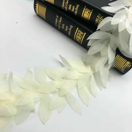 5 Yards 3D-Chiffon-Blumenspitze, appliziert, Handarbeit, Nähbesätze für Kleiderdekoration, 8–10 cm, Beige, 5 Yards von BSGUZ
