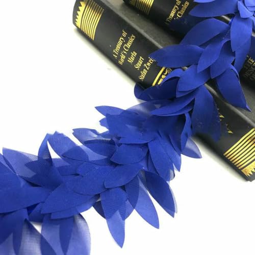 5 Yards 3D-Chiffon-Blumenspitze, appliziert, Handarbeit, Nähbesätze für Kleiderdekoration, 8–10 cm, Blau, 5 Yards von BSGUZ