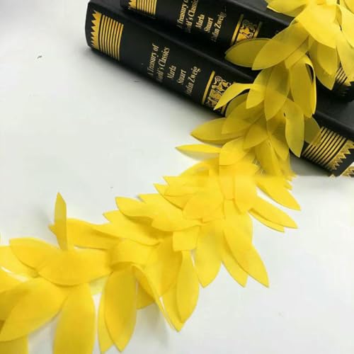 5 Yards 3D-Chiffon-Blumenspitze, appliziert, Handarbeit, Nähbesätze für Kleiderdekoration, 8–10 cm, Gelb, 5 Yards von BSGUZ