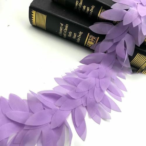 5 Yards 3D-Chiffon-Blumenspitze, appliziert, Handarbeit, Nähbesätze für Kleiderdekoration, 8–10 cm, Violett, 5 Yards 5 Yards 3D-Chiffon-Blumenspitze, appliziert, Handarbeit, Nähbesätze für Kleiderdekoration, 8–10 cm, Violett, 5 Yards von BSGUZ
