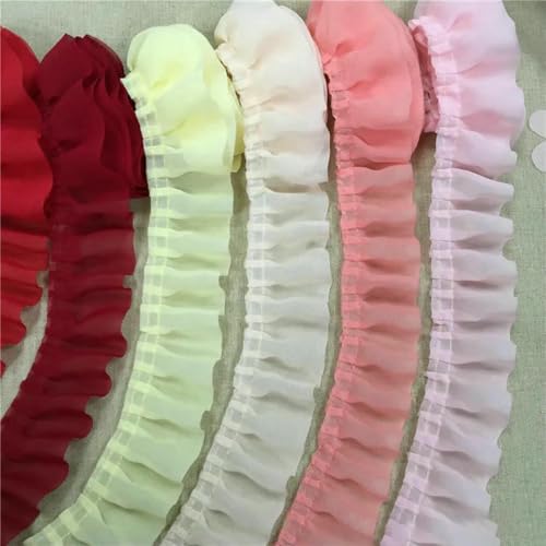 5 cm breite Luxus-Tüllspitze, 3D-Plissee-Chiffonband, Rüschenbesatz, gefaltete Nähapplikation, DIY-Bastelarbeiten, Kleiderkragen, Guipure-Zubehör 5 cm breite Luxus-Tüllspitze, 3D-Plissee-Chiffonband, Rüschenbesatz, gefaltete Nähapplikation, DIY-Bastelarbeiten, Kleiderkragen, Guipure-Zubehör von BSGUZ