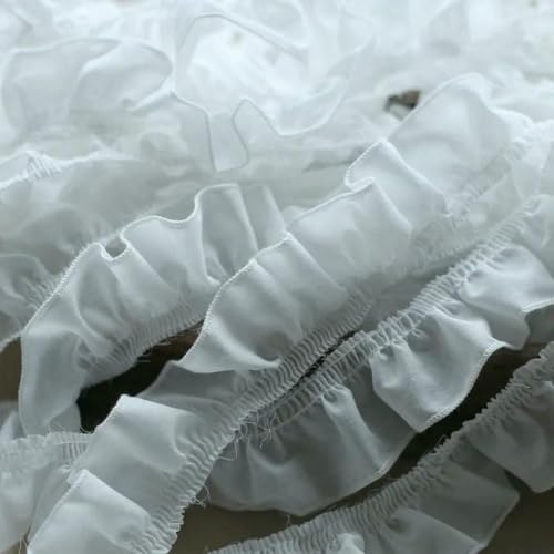 5 cm breite weiße Baumwolle, faltig, plissierte Spitze, Handarbeit, Rüschenbesatz, Fransenband, Bekleidung, Betten, Sofa, Stoff, Nähdekor, B 5 cm breite weiße Baumwolle, faltig, plissierte Spitze, Handarbeit, Rüschenbesatz, Fransenband, Bekleidung, Betten, Sofa, Stoff, Nähdekor, B von BSGUZ