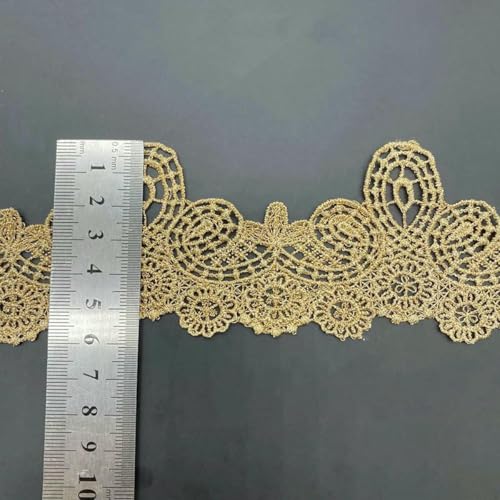 5 oder 10 Yards, 5,7–6,9 cm breit, goldener Hohlstoff, DIY-Hochzeit, fluoreszierende Spitze, Goldfaden, Stickerei, Spitzenzubehör, Besatz für Unterwäsche, Nr. 2, 10 Yar von BSGUZ