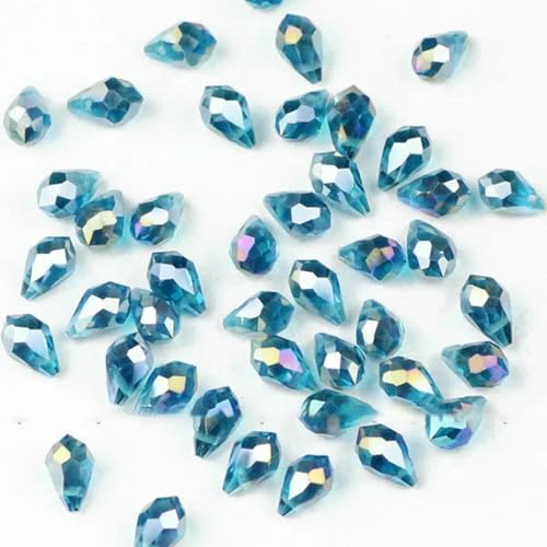 5 x 8 mm, 50 Stück, Briolette-Anhänger, Wassertropfen, österreichischer Kristall, Tropfenglas, lose Perlen zur Schmuckherstellung, Armbänder, DIY-Zubehör – CS508 Pfauenblau – 5 x 8 mm, 50 Stü von BSGUZ