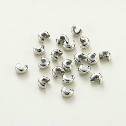 50/100 Stück 3/4/5 mm 14 K/18 K vergoldetes Messing, offene Quetschperlen, Abdeckungen, Quetschperlen, Stopper, Abstandsperlen für die DIY-Schmuckherstellung, Platin, 5 von BSGUZ