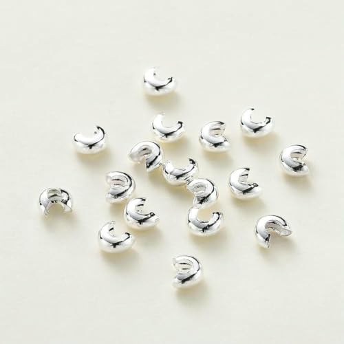 50/100 Stück 3/4/5 mm 14 K/18 K vergoldetes Messing offene Quetschperlen Abdeckungen Quetschperlen Stopper Abstandsperlen für DIY-Schmuckherstellung-Silber-3,0 mm x 50 S von BSGUZ