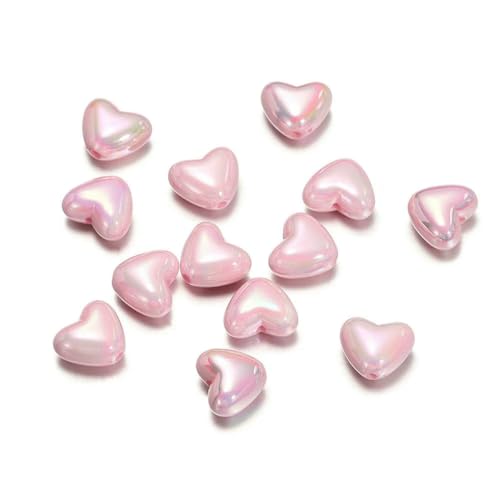50/100 Stück AB-Farbe Herz Acryl Lose Abstandsperlen für DIY Armband Halskette Schmuckherstellung Zubehör Zubehör-Hellrosa-50 Stück von BSGUZ