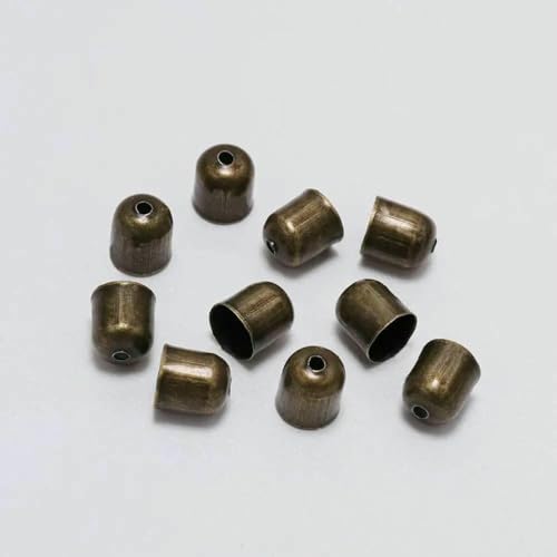 50–100 Stück/Los Crimp-Endkappen, Lederkordeln, Endkappen, Perlenkappen, passend für 4–12 mm Verschlüsse für DIY-Schmuckherstellung, Zubehör – Antikbronze – 10 x 11 mm – 50 Stück von BSGUZ