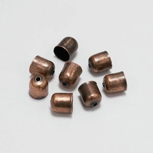 50–100 Stück/Los Crimp-Endkappen, Lederkordeln, Endkappen, Perlenkappen, passend für 4–12 mm Verschlüsse für DIY-Schmuckherstellung, Zubehör – Rotkupfer – 12 x 12 mm – 50 Stück von BSGUZ