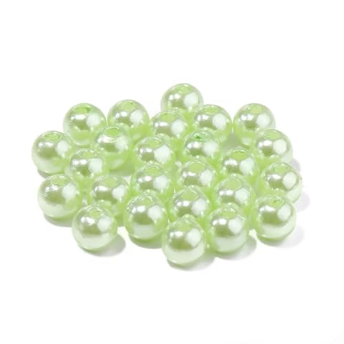 50–1000 Stück/Los ABS-Imitationsperlen, farbige runde Acryl-Abstandshalterperlen für die Schmuckherstellung, DIY-Charm-Armband-Ohrringe, Hellgrün, 8 mm, 100 Stück von BSGUZ