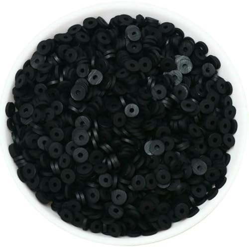 50 Gramm 6 mm Tonperlen zur Herstellung von Armbändern, flache runde Polymer-Tonperlen, Heishi-Perlen zur Schmuckherstellung, Armbänder, Halsketten, 1 Schwarz 50 Gramm 6 mm Tonperlen zur Herstellung von Armbändern, flache runde Polymer-Tonperlen, Heishi-Perlen zur Schmuckherstellung, Armbänder, Halsketten, 1 Schwarz von BSGUZ
