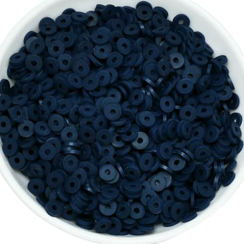 50 Gramm 6 mm Tonperlen zur Herstellung von Armbändern, flache runde Polymer-Tonperlen, Heishi-Perlen zur Schmuckherstellung, Armbänder, Halsketten, 210 dunkelblau 50 Gramm 6 mm Tonperlen zur Herstellung von Armbändern, flache runde Polymer-Tonperlen, Heishi-Perlen zur Schmuckherstellung, Armbänder, Halsketten, 210 dunkelblau von BSGUZ