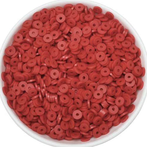 50 Gramm 6 mm Tonperlen zur Herstellung von Armbändern, flache runde Polymer-Tonperlen, Heishi-Perlen zur Schmuckherstellung, Armbänder, Halsketten, 229 rot 50 Gramm 6 mm Tonperlen zur Herstellung von Armbändern, flache runde Polymer-Tonperlen, Heishi-Perlen zur Schmuckherstellung, Armbänder, Halsketten, 229 rot von BSGUZ