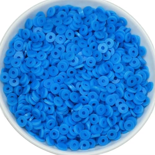 50 Gramm 6 mm Tonperlen zur Herstellung von Armbändern, flache runde Polymer-Tonperlen, Heishi-Perlen zur Schmuckherstellung, Armbänder, Halsketten, 296 blau 50 Gramm 6 mm Tonperlen zur Herstellung von Armbändern, flache runde Polymer-Tonperlen, Heishi-Perlen zur Schmuckherstellung, Armbänder, Halsketten, 296 blau von BSGUZ