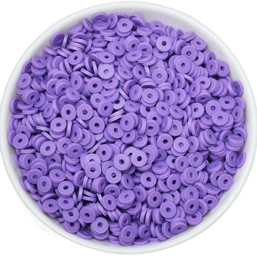 50 Gramm 6 mm Tonperlen zur Herstellung von Armbändern, flache runde Polymer-Tonperlen, Heishi-Perlen zur Schmuckherstellung, Armbänder, Halsketten, 70 Lila 50 Gramm 6 mm Tonperlen zur Herstellung von Armbändern, flache runde Polymer-Tonperlen, Heishi-Perlen zur Schmuckherstellung, Armbänder, Halsketten, 70 Lila von BSGUZ