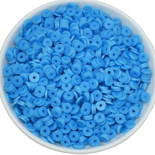 50 Gramm 6 mm Tonperlen zur Herstellung von Armbändern, flache runde Polymer-Tonperlen, Heishi-Perlen zur Schmuckherstellung, Armbänder, Halsketten – 151 hellblau 50 Gramm 6 mm Tonperlen zur Herstellung von Armbändern, flache runde Polymer-Tonperlen, Heishi-Perlen zur Schmuckherstellung, Armbänder, Halsketten – 151 hellblau von BSGUZ