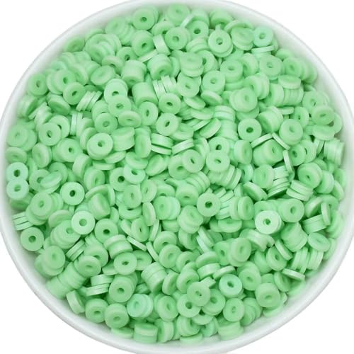 50 Gramm 6 mm Tonperlen zur Herstellung von Armbändern, flache runde Polymer-Tonperlen, Heishi-Perlen zur Schmuckherstellung, Armbänder, Halsketten – 179 hellgrün 50 Gramm 6 mm Tonperlen zur Herstellung von Armbändern, flache runde Polymer-Tonperlen, Heishi-Perlen zur Schmuckherstellung, Armbänder, Halsketten – 179 hellgrün von BSGUZ