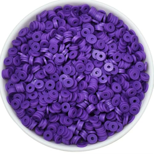 50 Gramm 6 mm Tonperlen zur Herstellung von Armbändern, flache runde Polymer-Tonperlen, Heishi-Perlen zur Schmuckherstellung, Armbänder, Halsketten – 187 Dunkelviolett 50 Gramm 6 mm Tonperlen zur Herstellung von Armbändern, flache runde Polymer-Tonperlen, Heishi-Perlen zur Schmuckherstellung, Armbänder, Halsketten – 187 Dunkelviolett von BSGUZ