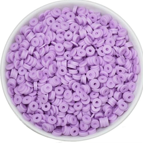 50 Gramm 6 mm Tonperlen zur Herstellung von Armbändern, flache runde Polymer-Tonperlen, Heishi-Perlen zur Schmuckherstellung, Armbänder, Halsketten – 406 Hellviolett 50 Gramm 6 mm Tonperlen zur Herstellung von Armbändern, flache runde Polymer-Tonperlen, Heishi-Perlen zur Schmuckherstellung, Armbänder, Halsketten – 406 Hellviolett von BSGUZ