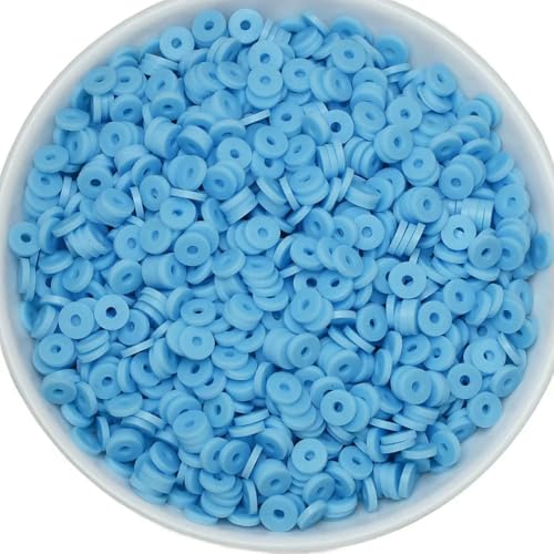 50 Gramm 6 mm Tonperlen zur Herstellung von Armbändern, flache runde Polymer-Tonperlen, Heishi-Perlen zur Schmuckherstellung, Armbänder, Halsketten – 634 hellblau 50 Gramm 6 mm Tonperlen zur Herstellung von Armbändern, flache runde Polymer-Tonperlen, Heishi-Perlen zur Schmuckherstellung, Armbänder, Halsketten – 634 hellblau von BSGUZ
