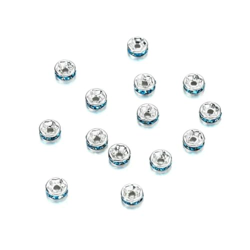 50 Stück/Los, 4 6 8 mm, goldfarbene Strass-Rondellen, Kristallperlen, lose Abstandsperlen für DIY-Schmuckherstellung, Zubehör, Zubehör, Himmelblau, 4,0 mm x 50 Stück von BSGUZ