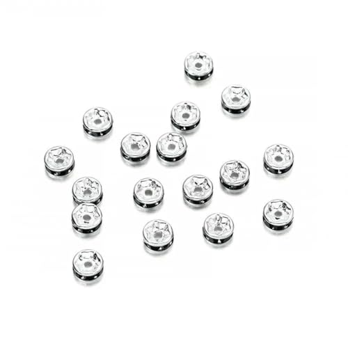 50 Stück/Los, 4 6 8 mm, goldfarbene Strass-Rondellen, Kristallperlen, lose Abstandsperlen für DIY-Schmuckherstellung, Zubehör, Zubehör, Schwarz, 4,0 mm x 50 Stück von BSGUZ
