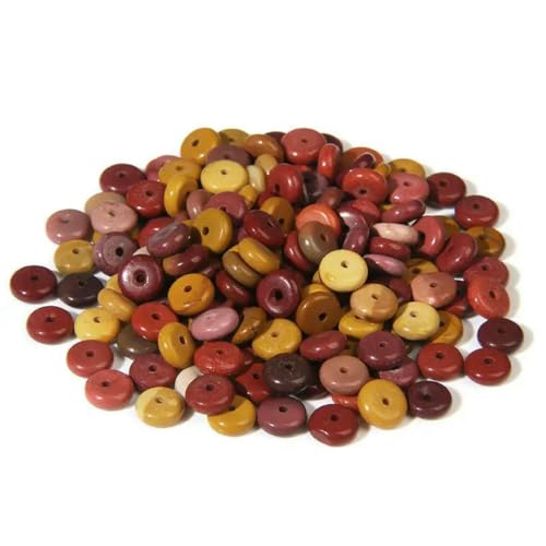 50 Stück/Los 2 x 6 mm natürliche flache Abstandsperlen, polierte Scheiben, Steinperlen, Kristalle, Türkis, Achate, Perlen für die Schmuckherstellung, DIY-23 Mookait, ca. 50 Stück von BSGUZ
