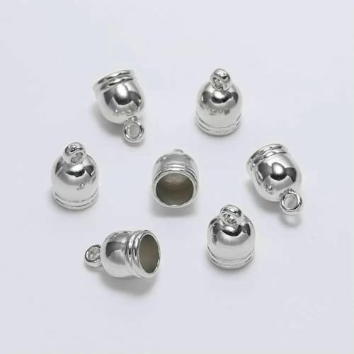 50 Stück/Los Halsketten-Endkappen, Quastenkappen, Lederkordel-Crimp-Endkappen, Perlenkappen, Verschluss für DIY-Schmuckherstellung, Zubehör-Rhodium-8 mm x 50 Stück von BSGUZ
