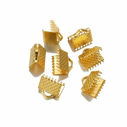 50 Stück/Los Quetschperlen, Buchtverschlüsse, Kordel, Lederclip, Halskette, Armband, Verbinder, Endkappen für DIY-Schmuckzubehör, Gold, 8 mm x 50 Stück von BSGUZ