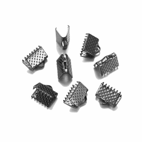 50 Stück/Los Quetschperlen, Buchtverschlüsse, Kordel, Lederclip, Halskette, Armband, Verbinder, Endkappen für DIY-Schmuckzubehör, GunBlack, 10 mm x 50 Stück von BSGUZ
