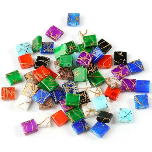 50 Stück/Los Taidian Rocailles-Perlen mit zwei Löchern für die Schmuckherstellung, DIY-Armbänder, Halskettenzubehör, Bohemian-Stil, 5 x 5 x 2 mm, gesponnen, gemischt, 5 von BSGUZ