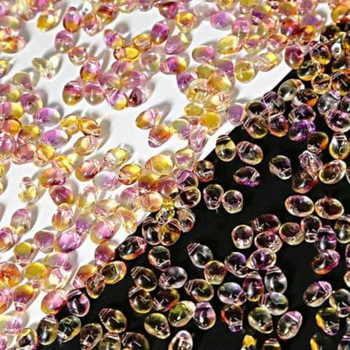 50 Stück 6 x 8 mm Tropfenförmige Lampwork-Perlen, Anhänger, Wassertropfen, Glasperlen, handgefertigt, DIY-Schmuckherstellung, 11 von BSGUZ
