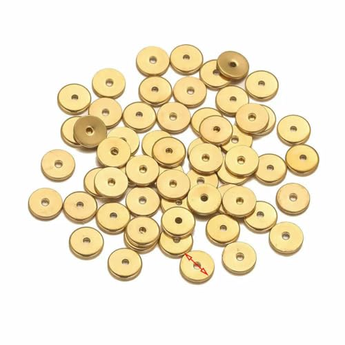50 Stück Edelstahl-Abstandshalterperlen in Schneeflocken-Blumenform, vergoldet, lose Perlenkappe für DIY-Handarbeiten, Schmuckherstellung, Armband, rund, g4 von BSGUZ