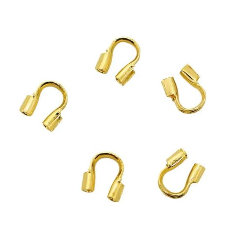 50 Stück Edelstahlverschlüsse, Quetschperlen-Abdeckungen für Perlenschnur, Faden, Armbandhaken, Verbinder, DIY-Halskette, Schmuckherstellung, Gold, Loch 1 mm von BSGUZ
