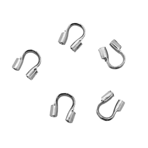 50 Stück Edelstahlverschlüsse, Quetschperlen-Abdeckungen für Perlenschnur, Faden, Armbandhaken, Verbinder, DIY-Halsketten, Schmuckherstellung, Stahl, Loch 1 mm von BSGUZ