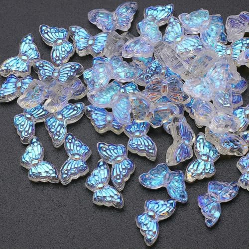 50 Stück Farbverlauf Kristall Schmetterling Anhänger 8x15mm DIY Glasperlen Flügelform für Schmuckherstellung Ohrringe Halskette Zubehör-JKC von BSGUZ
