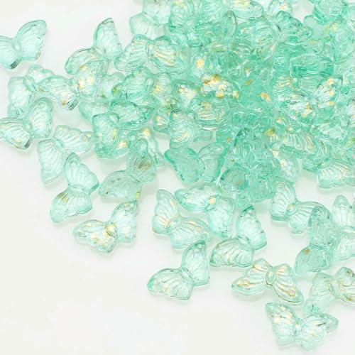 50 Stück Farbverlauf Kristall Schmetterling Anhänger 8x15mm DIY Glasperlen Flügelform für Schmuckherstellung Ohrringe Halskette Zubehör-SLSJ von BSGUZ