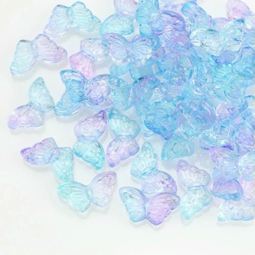 50 Stück Farbverlauf Kristall Schmetterling Anhänger 8x15mm DIY Glasperlen Flügelform für Schmuckherstellung Ohrringe Halskette Zubehör-ZiLan von BSGUZ