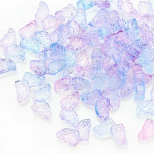 50 Stück Farbverlauf-Kristall-Schmetterlingsanhänger 8 x 15 mm DIY Glasperlen Flügelform für die Schmuckherstellung Ohrringe Halskette Zubehör-FenZi von BSGUZ