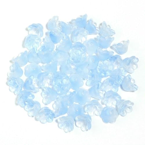 50 Stück bunte Maiglöckchen-Perlen in Blütenform, 12 x 7,5 mm, lose Murano-Glasperlen für DIY-Bastelarbeiten, Schmuckherstellung, Zubehör, Blau 50 Stück bunte Maiglöckchen-Perlen in Blütenform, 12 x 7,5 mm, lose Murano-Glasperlen für DIY-Bastelarbeiten, Schmuckherstellung, Zubehör, Blau von BSGUZ