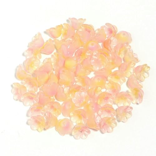 50 Stück bunte Maiglöckchen-Perlen in Blütenform, 12 x 7,5 mm, lose Murano-Glasperlen für DIY-Bastelarbeiten, Schmuckherstellung, Zubehör – Rosa Gelb 50 Stück bunte Maiglöckchen-Perlen in Blütenform, 12 x 7,5 mm, lose Murano-Glasperlen für DIY-Bastelarbeiten, Schmuckherstellung, Zubehör – Rosa Gelb von BSGUZ