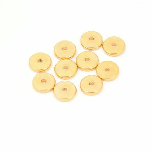 50 Stück flache runde Perlen aus Edelstahl 304, 2,5 3 4 5 6 8 10 mm, lose Scheiben-Abstandshalterperlen für die Schmuckherstellung, DIY-Armband, Halskette, 10 mm Gold von BSGUZ