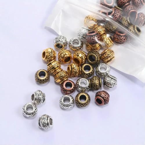 50 Stück tibetische Metallperlen mit großem Loch, lose Abstandshalter, Rohrperlen für Schmuckherstellung, DIY-Armband, Halskette, Zubehör, Großhandelsbedarf, 50 Stück, ungleichmäßig gemischt 50 Stück tibetische Metallperlen mit großem Loch, lose Abstandshalter, Rohrperlen für Schmuckherstellung, DIY-Armband, Halskette, Zubehör, Großhandelsbedarf, 50 Stück, ungleichmäßig gemischt von BSGUZ